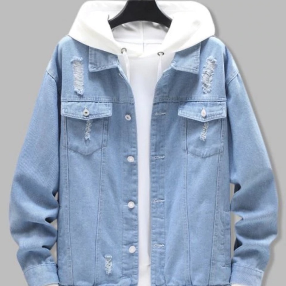 Distressed Ripped Flap Pocket Jean Jacket